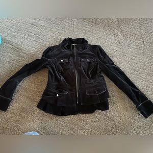 Women’s White House/ Black Market Black Corduroy jacket size 10-  ruffles